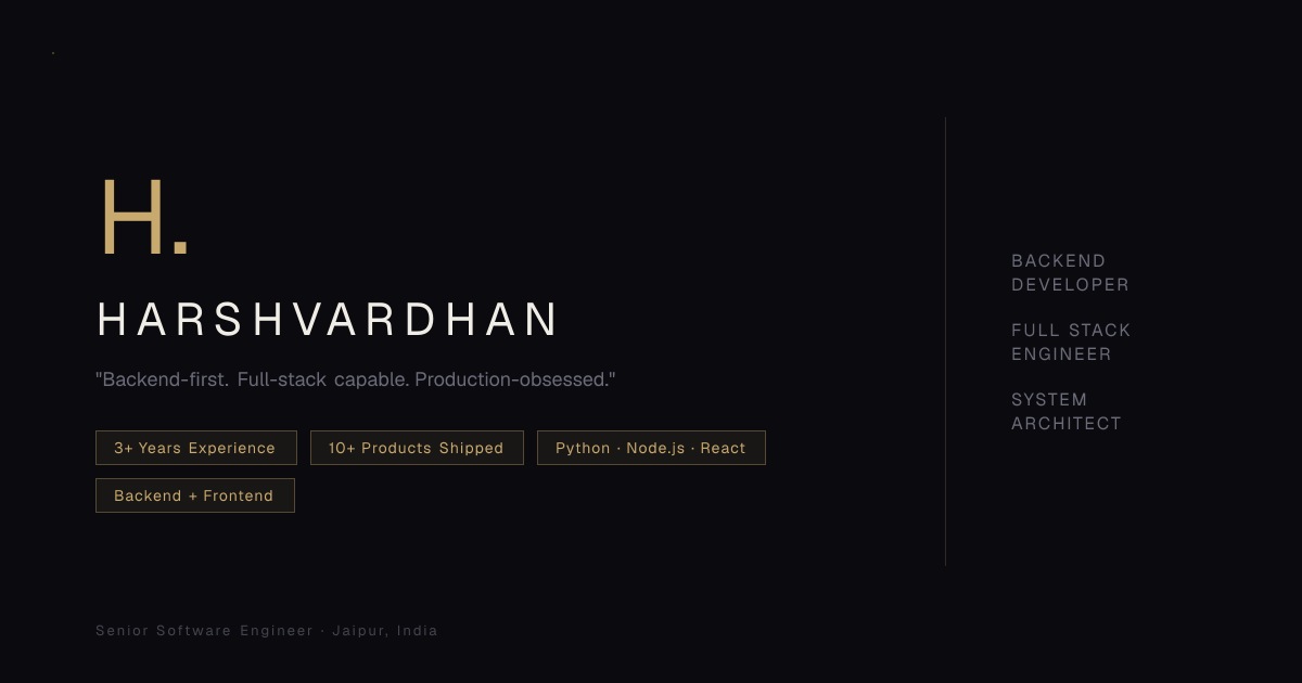 Harshvardhan — Full Stack Engineer | Python, Node.js, React